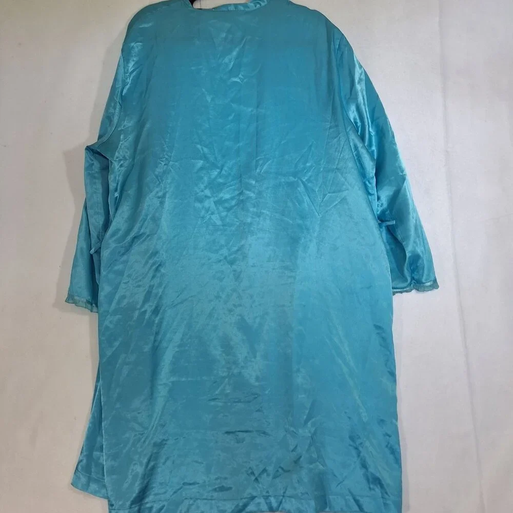 Vintage Adonna Teal Satin Robe